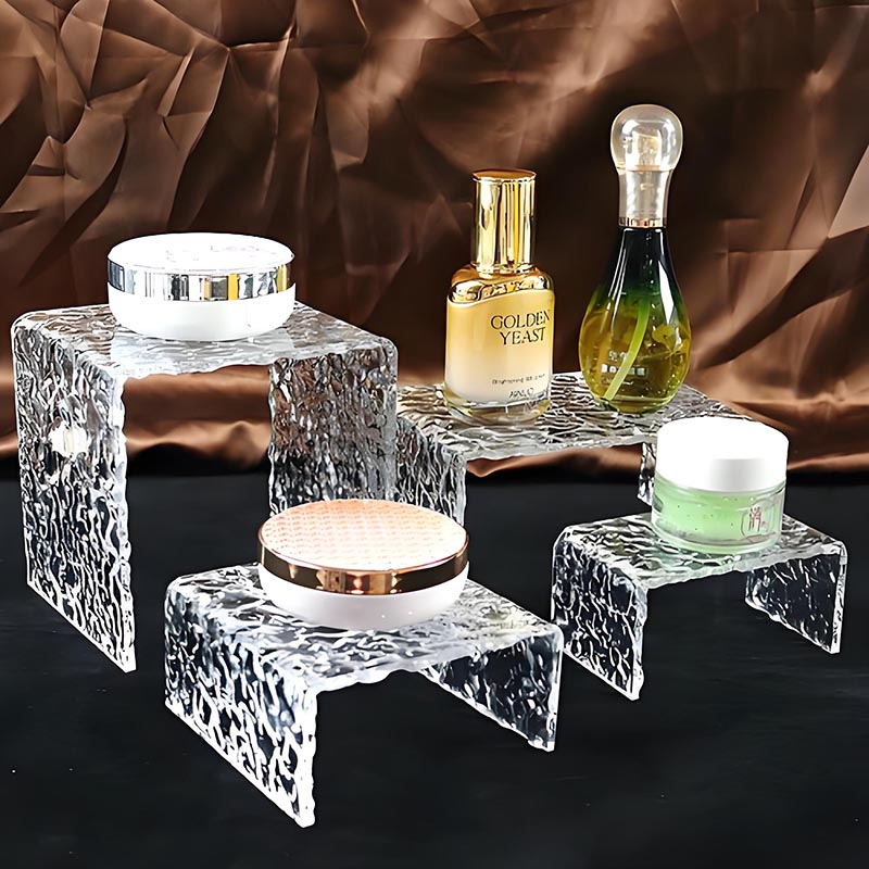 水波紋U型亞克力化妝品展架工廠定制